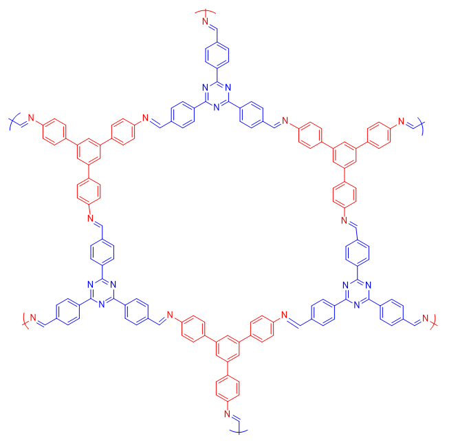 Benzaldehyde, 4,​4',​4''-​(1,​3,​5-​triazine-​2,​4,​6-​triyl)​tris-​, polymer with 5'-​(4-​aminophenyl)​[1,​1':3',​1''-​terphenyl]​-​4,​4''-​diamine Polymer